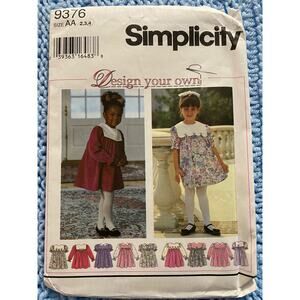 Simplicity Sewing pattern 9376 Girls dress puff sleeve
